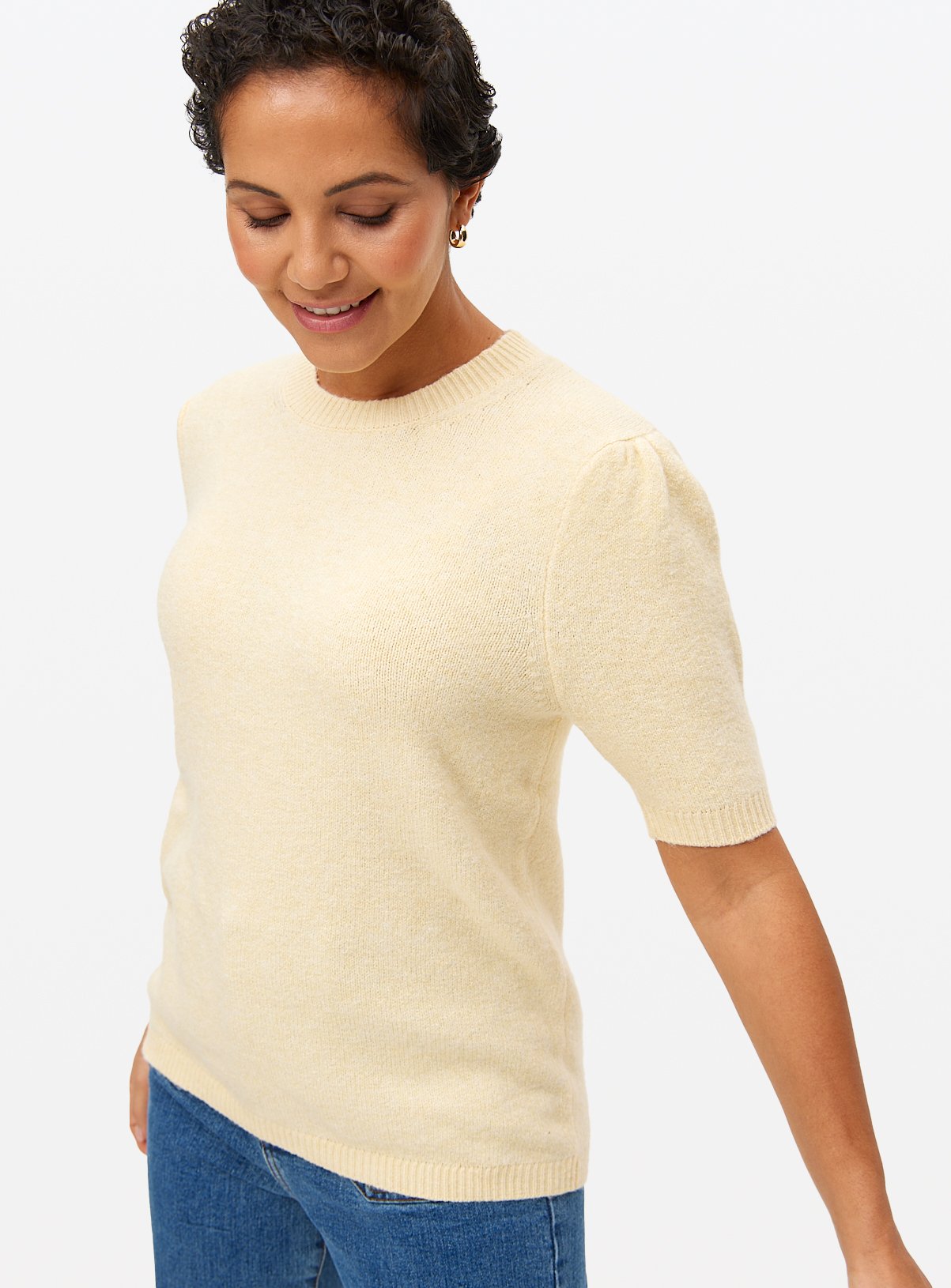 Yellow Puff Sleeve Knitted Top 10 - Image 1 thumbnail
